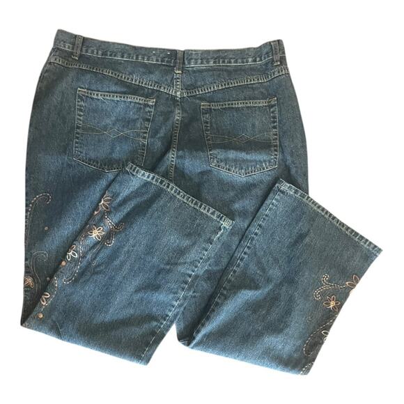 Y2K Faded Glory Floral Embroidered Bootcut Jeans 22W NWT Boho Festival Feminine - Picture 5 of 7